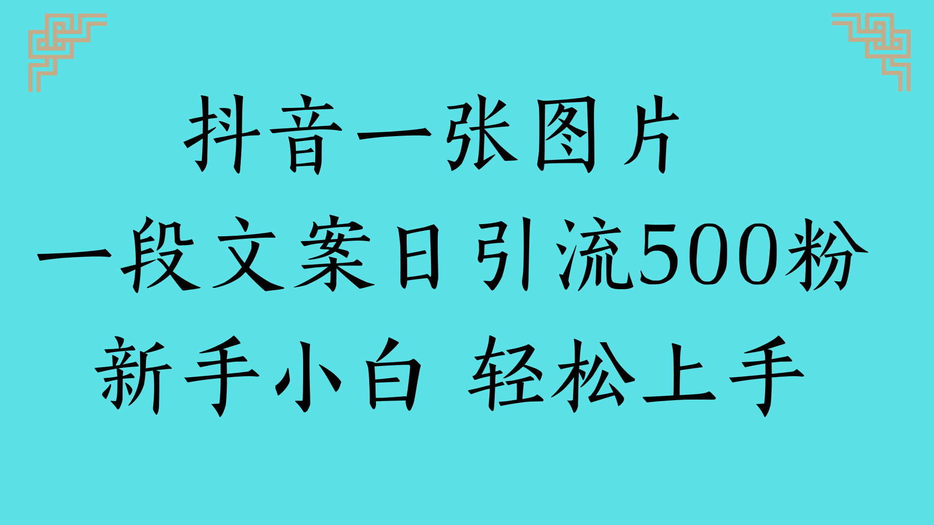 抖音一张图片 一段文案日引流500粉新手小白 轻松上手爱优网赚-网创项目资源站-副业项目-创业项目-搞钱项目爱优网赚