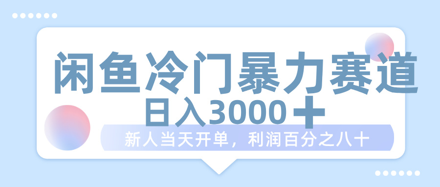 闲鱼冷门暴力赛道，一单 80%利润，新人轻松日入 1000+爱优网赚-网创项目资源站-副业项目-创业项目-搞钱项目爱优网赚