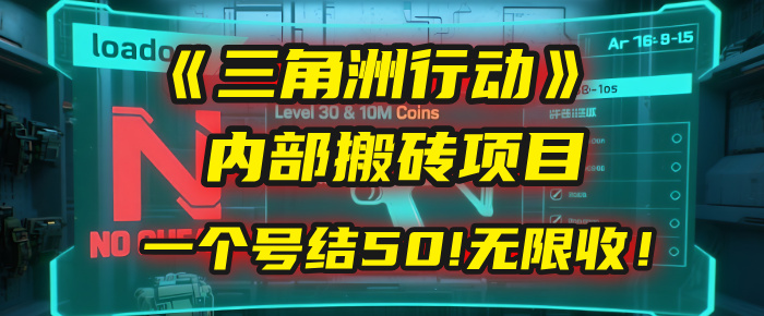 《三角洲行动》内部搬砖项目：打一个号，结50块，无限收！爱优网赚-网创项目资源站-副业项目-创业项目-搞钱项目爱优网赚