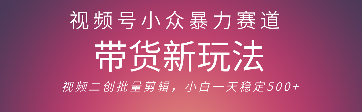 视频号小众暴力赛道，最新带货玩法 小白也能轻松日入500+ 保姆及教程爱优网赚-网创项目资源站-副业项目-创业项目-搞钱项目爱优网赚