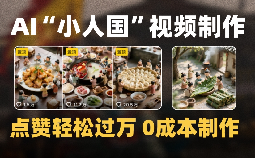 爆款1000W+微缩景观迷你小人国AI视频，0成本制作全流程教学爱优网赚-网创项目资源站-副业项目-创业项目-搞钱项目爱优网赚