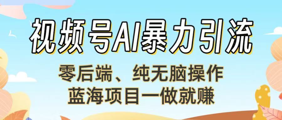 视频号AI暴力引流：零后端、纯无脑操作，蓝海项目一做就赚！爱优网赚-网创项目资源站-副业项目-创业项目-搞钱项目爱优网赚