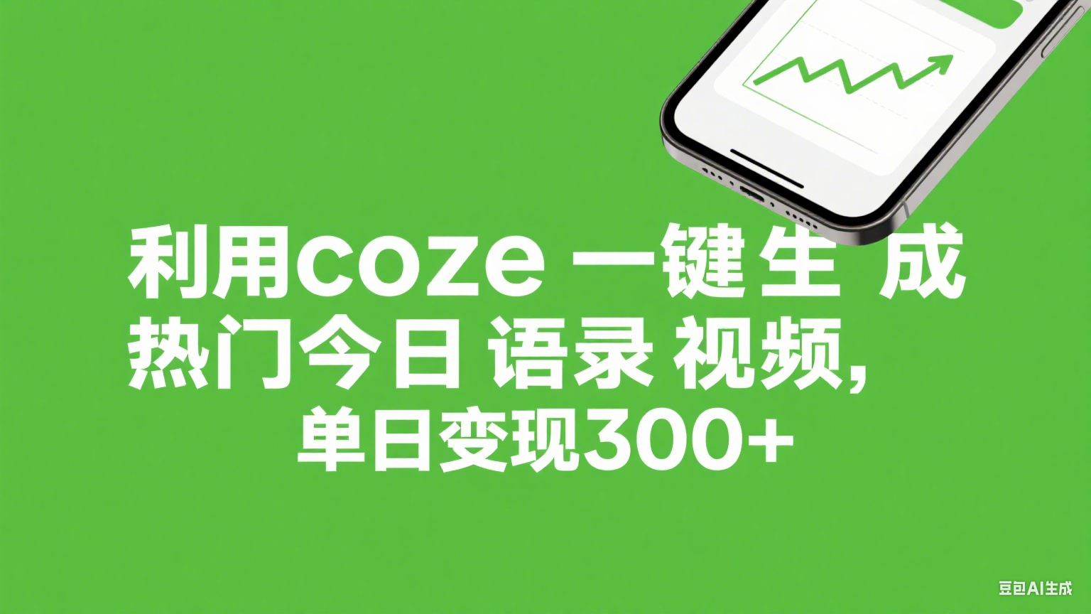 利用coze一键生成热门今日语录视频，单日变现300+爱优网赚-网创项目资源站-副业项目-创业项目-搞钱项目爱优网赚